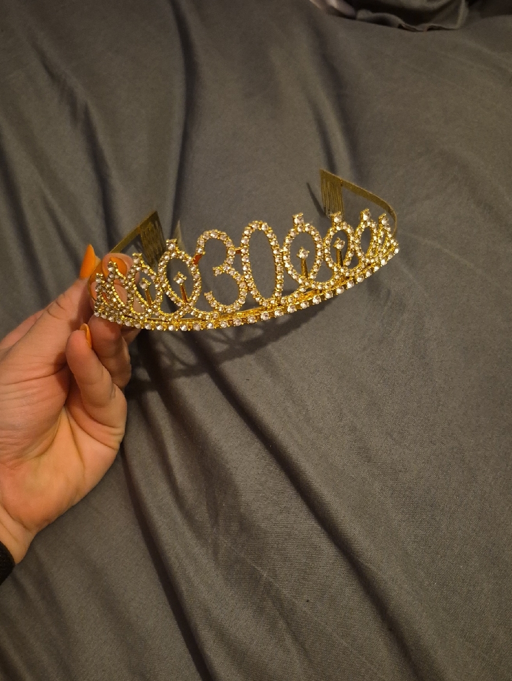 Gold '30' Rhinestone Tiara Headband